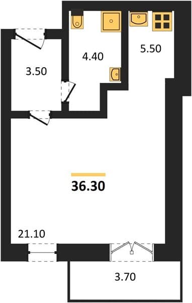 1 к. квартира 36.30 кв. м, 10/12 этаж. ЖК Летний, Сочи, Россия