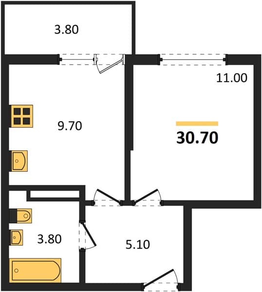 1 к. квартира 30.70 кв. м, 14/17 этаж. ЖК Лестория, Сочи, Россия