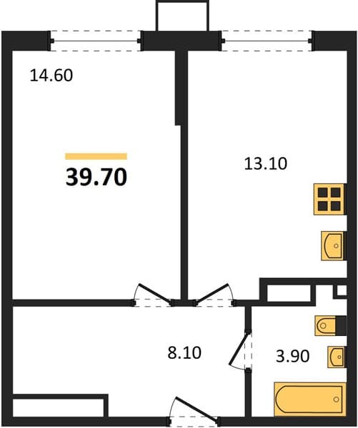 1 к. квартира 39.70 кв. м, 3/18 этаж. ЖК Порто-Ново, Цемдолина, Россия