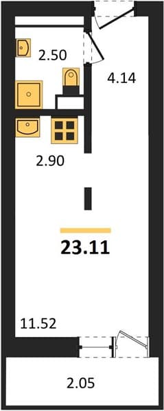 1 к. квартира 23.11 кв. м, 18/19 этаж. ЖК Кислород, Сочи, Россия