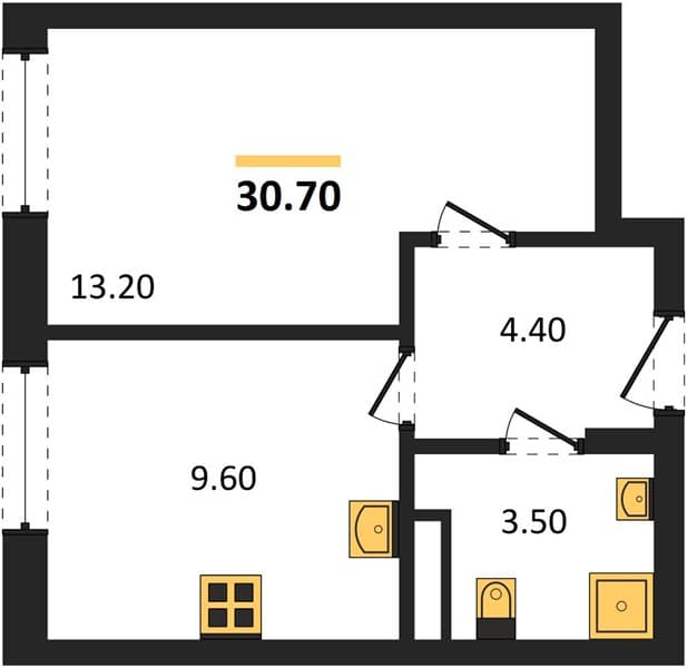 1 к. квартира 30.70 кв. м, 6/18 этаж. ЖК Порто-Ново, Цемдолина, Россия