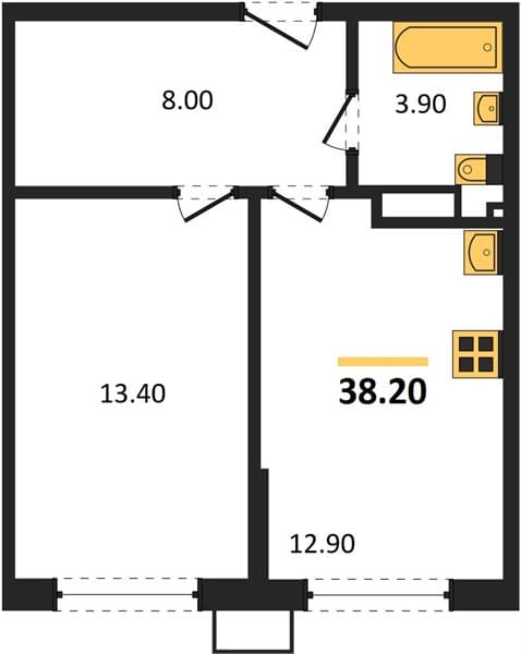 1 к. квартира 38.20 кв. м, 7/18 этаж. ЖК Порто-Ново, Цемдолина, Россия