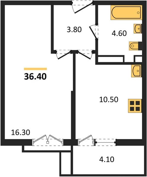 1 к. квартира 36.40 кв. м, 12/12 этаж. ЖК Флора, Сочи, Россия