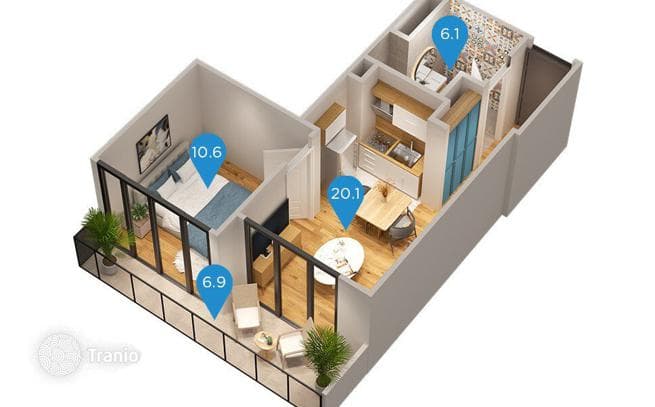Современная 2-комнатная квартира с ремонтом в стильном ЖК, 43,5 м², 20/30 этаж
