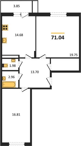 2 к. квартира 71.04 кв. м, 3/8 этаж. ЖК Сады у моря, Темрюк, Россия