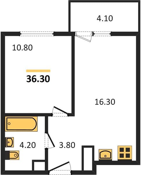 1 к. квартира 36.30 кв. м, 8/12 этаж. ЖК Флора, Сочи, Россия