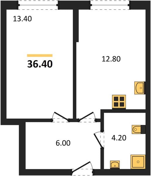 1 к. квартира 36.40 кв. м, 2/18 этаж. ЖК Порто-Ново, Цемдолина, Россия