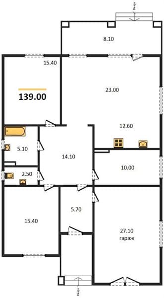 2 к. квартира 139.00 кв. м, 1/2 этаж. ЖК Семигорье, Семигорский, Россия