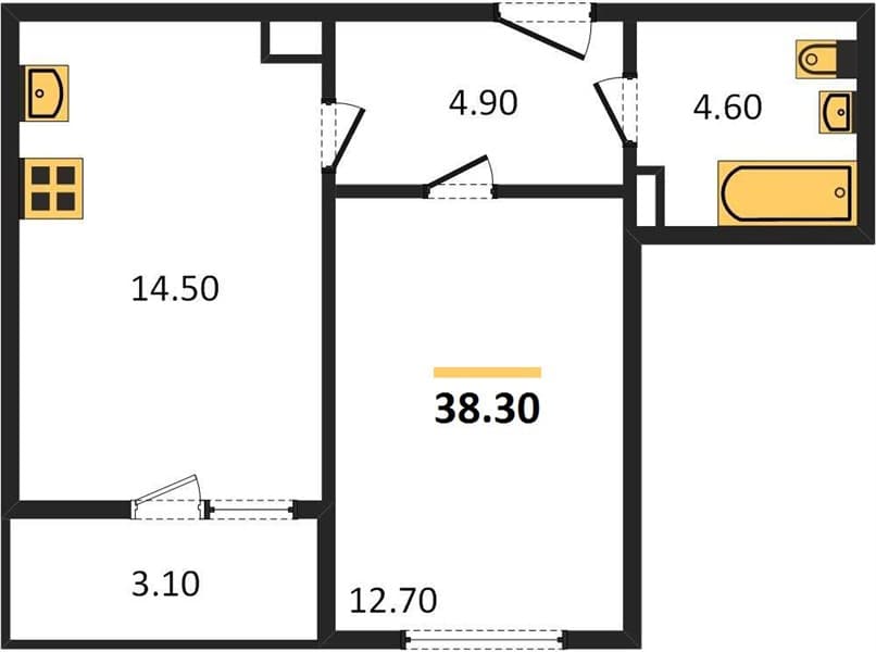 1 к. квартира 38.30 кв. м, 1/12 этаж. ЖК Флора, Сочи, Россия