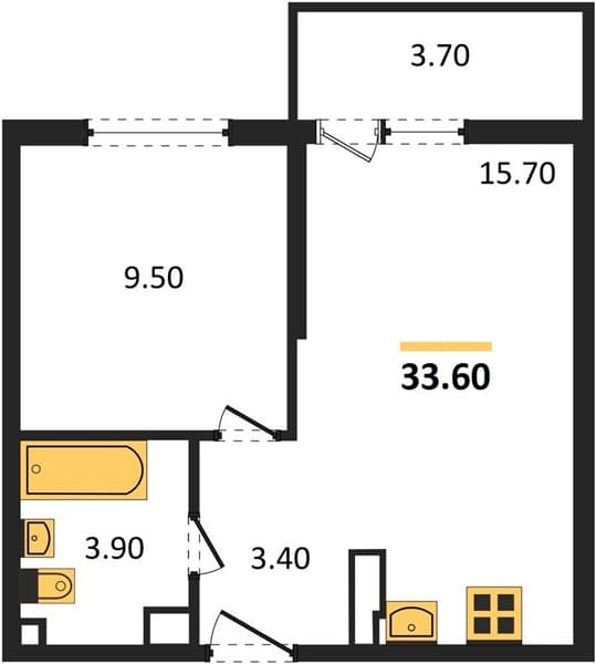 1 к. квартира 33.60 кв. м, 7/12 этаж. ЖК Флора, Сочи, Россия