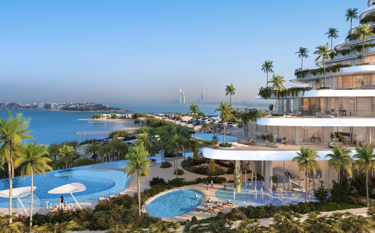 Высокий жилой комплекс с искусственными озёрами и песчаным пляжем, The Palm Jumeirah, Дубай, ОАЭ, фото 5