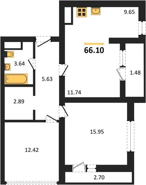 2 к. квартира 66.10 кв. м, 6/19 этаж. ЖК Кислород, Сочи, Россия