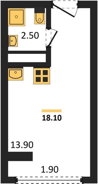 1 к. квартира 18.10 кв. м, 14/19 этаж. ЖК Сочи Парк, Сочи, Россия