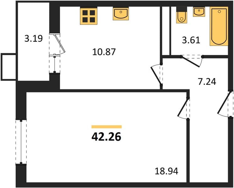 1 к. квартира 42.26 кв. м, 6/8 этаж. ЖК Сады у моря, Темрюк, Россия