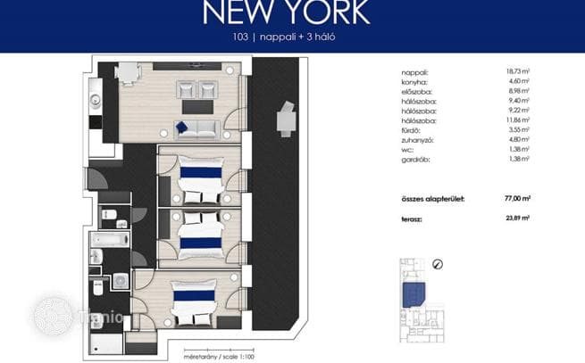 4-комнатные апартаменты в новостройке 77 м² в Районе XIII, Венгрия