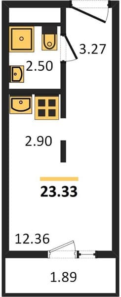 1 к. квартира 23.33 кв. м, 12/19 этаж. ЖК Кислород, Сочи, Россия