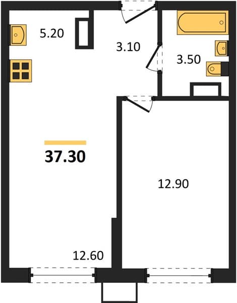 1 к. квартира 37.30 кв. м, 10/18 этаж. ЖК Порто-Ново, Цемдолина, Россия