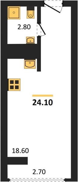 1 к. квартира 24.10 кв. м, 15/19 этаж. ЖК Сочи Парк, Сочи, Россия
