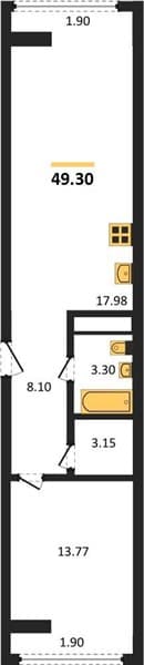 1 к. квартира 49.30 кв. м, 10/19 этаж. ЖК Сочи Парк, Сочи, Россия
