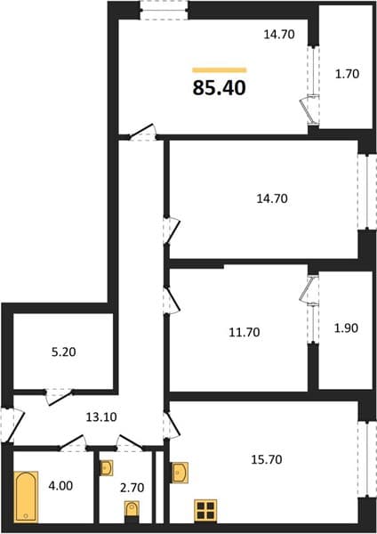 3 к. квартира 85.40 кв. м, 6/8 этаж. ЖК Хозяин Морей, Супсех, Россия