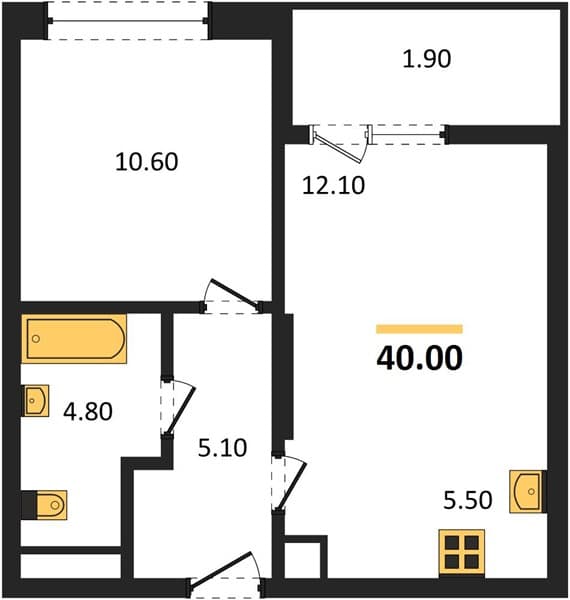 1 к. квартира 40.00 кв. м, 8/8 этаж. ЖК Хозяин Морей, Супсех, Россия