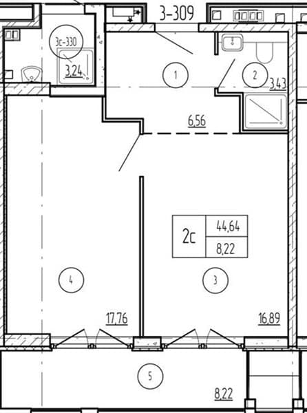 1 к. квартира 52.86 кв. м, 3/9 этаж. ЖК Лучи. Azimut Park Hotel Family, Анапа, Россия