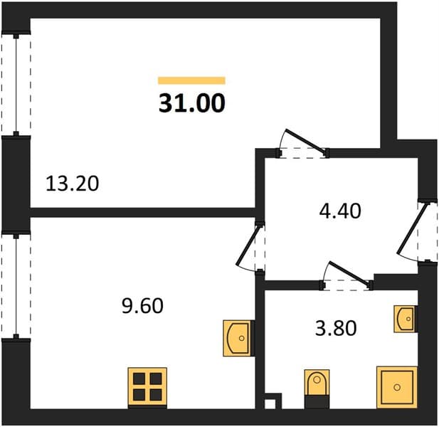 1 к. квартира 31.00 кв. м, 2/18 этаж. ЖК Порто-Ново, Цемдолина, Россия