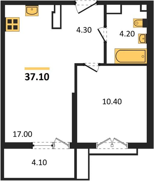 1 к. квартира 37.10 кв. м, 12/12 этаж. ЖК Флора, Сочи, Россия