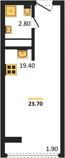 1 к. квартира 23.70 кв. м, 14/19 этаж. ЖК Сочи Парк, Сочи, Россия