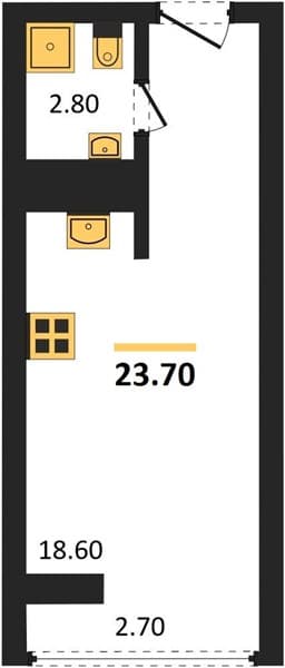 1 к. квартира 23.70 кв. м, 8/19 этаж. ЖК Сочи Парк, Сочи, Россия