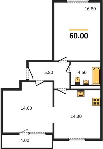 2 к. квартира 60.00 кв. м, 2/16 этаж. ЖК Горный квартал, Сочи, Россия