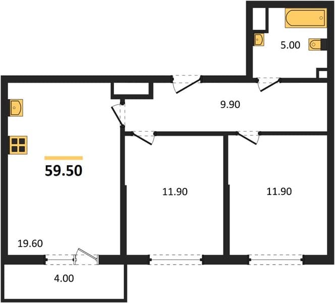 2 к. квартира 59.50 кв. м, 4/24 этаж. ЖК Облака-3, Новороссийск, Россия