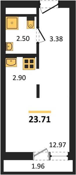 1 к. квартира 23.71 кв. м, 13/19 этаж. ЖК Кислород, Сочи, Россия