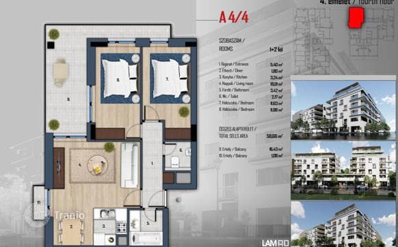 3-комнатные апартаменты в новостройке 67 м² в Районе XIII, Венгрия