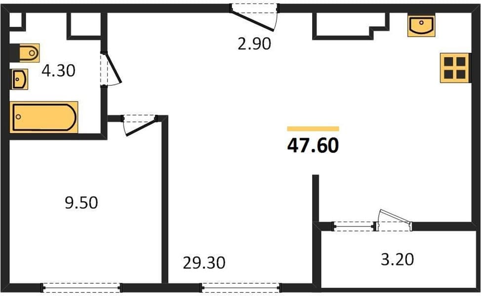 1 к. квартира 47.60 кв. м, 23/23 этаж. ЖК Облака-2, Новороссийск, Россия