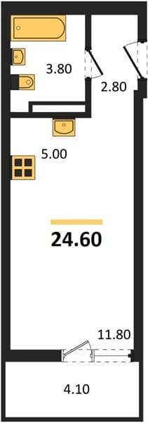 Студия 24.60 кв. м, 10/17 этаж. ЖК Лестория, Сочи, Россия