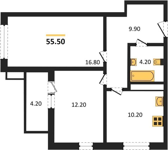 2 к. квартира 55.50 кв. м, 5/16 этаж. ЖК Два Адмирала, Анапа, Россия