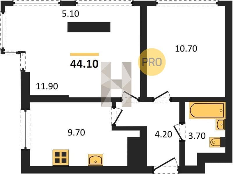 2 к. квартира 45.70 кв. м, 8/19 этаж. ЖК Сочи Парк, Сочи, Россия
