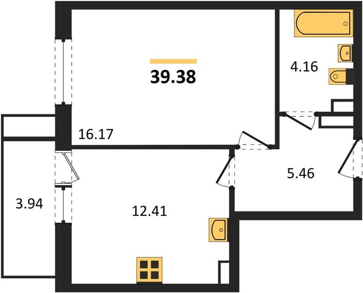 1 к. квартира 39.38 кв. м, 1/8 этаж. ЖК Сады у моря, Темрюк, Россия