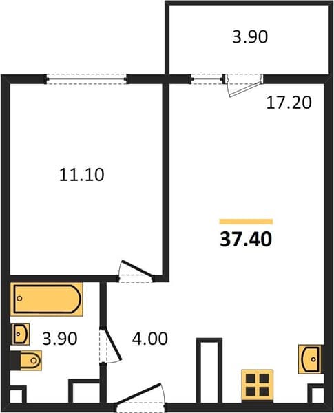 1 к. квартира 37.40 кв. м, 23/23 этаж. ЖК Облака-2, Новороссийск, Россия