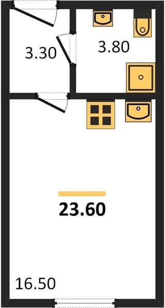 1 к. квартира 23.60 кв. м, 1/12 этаж. ЖК Летний, Сочи, Россия