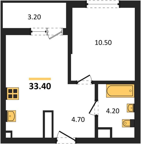 1 к. квартира 33.40 кв. м, 2/24 этаж. ЖК Облака-3, Новороссийск, Россия