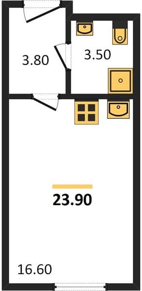 1 к. квартира 23.90 кв. м, 1/12 этаж. ЖК Летний, Сочи, Россия