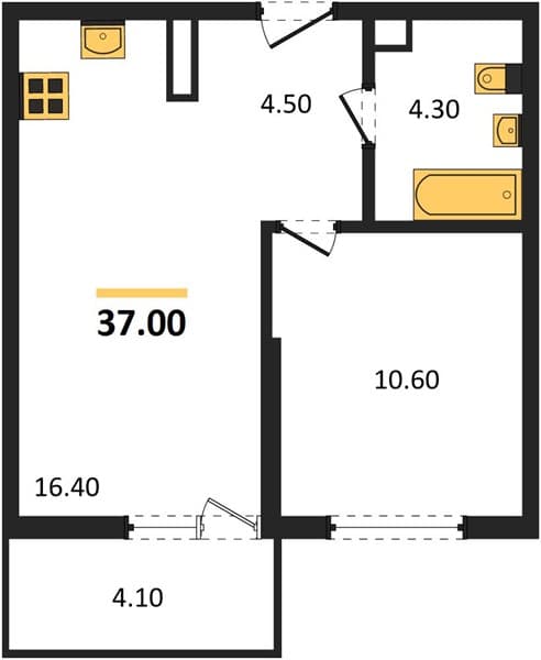 1 к. квартира 37.00 кв. м, 4/17 этаж. ЖК Лестория, Сочи, Россия