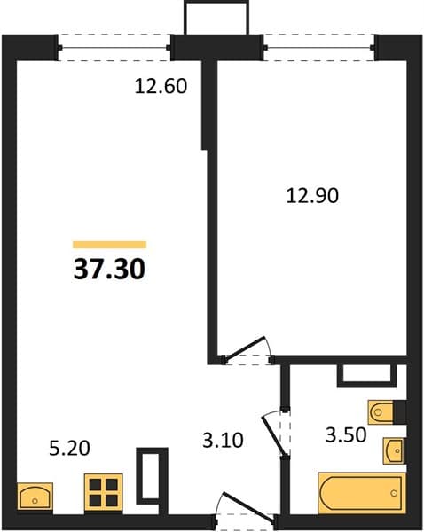 1 к. квартира 37.30 кв. м, 11/18 этаж. ЖК Порто-Ново, Цемдолина, Россия