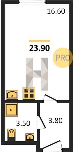 1 к. квартира 23.90 кв. м, 1/12 этаж. ЖК Летний, Сочи, Россия