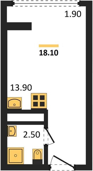 1 к. квартира 18.10 кв. м, 13/19 этаж. ЖК Сочи Парк, Сочи, Россия