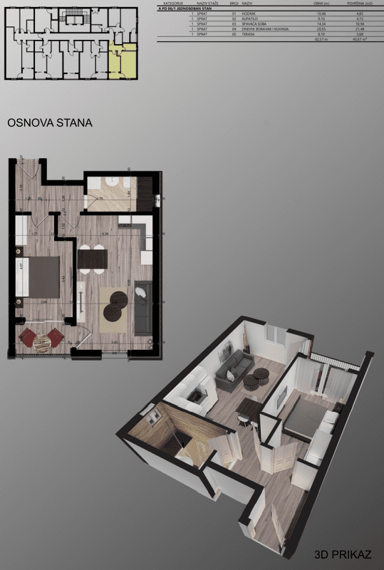 Квартира в Баре, Черногория, 45 м2