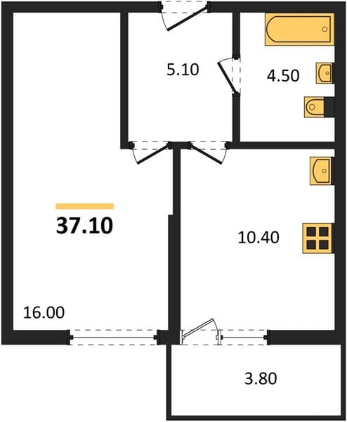 1 к. квартира 37.10 кв. м, 1/17 этаж. ЖК Лестория, Сочи, Россия