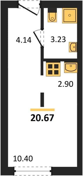 1 к. квартира 20.67 кв. м, 2/19 этаж. ЖК Кислород, Сочи, Россия